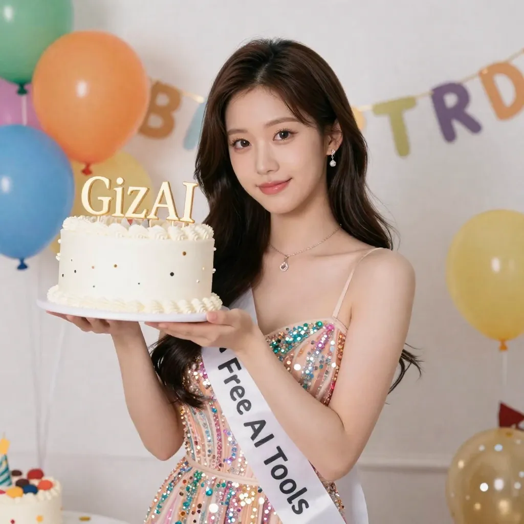 K-pop idol with text on cake generated with Z-Image-Turbo