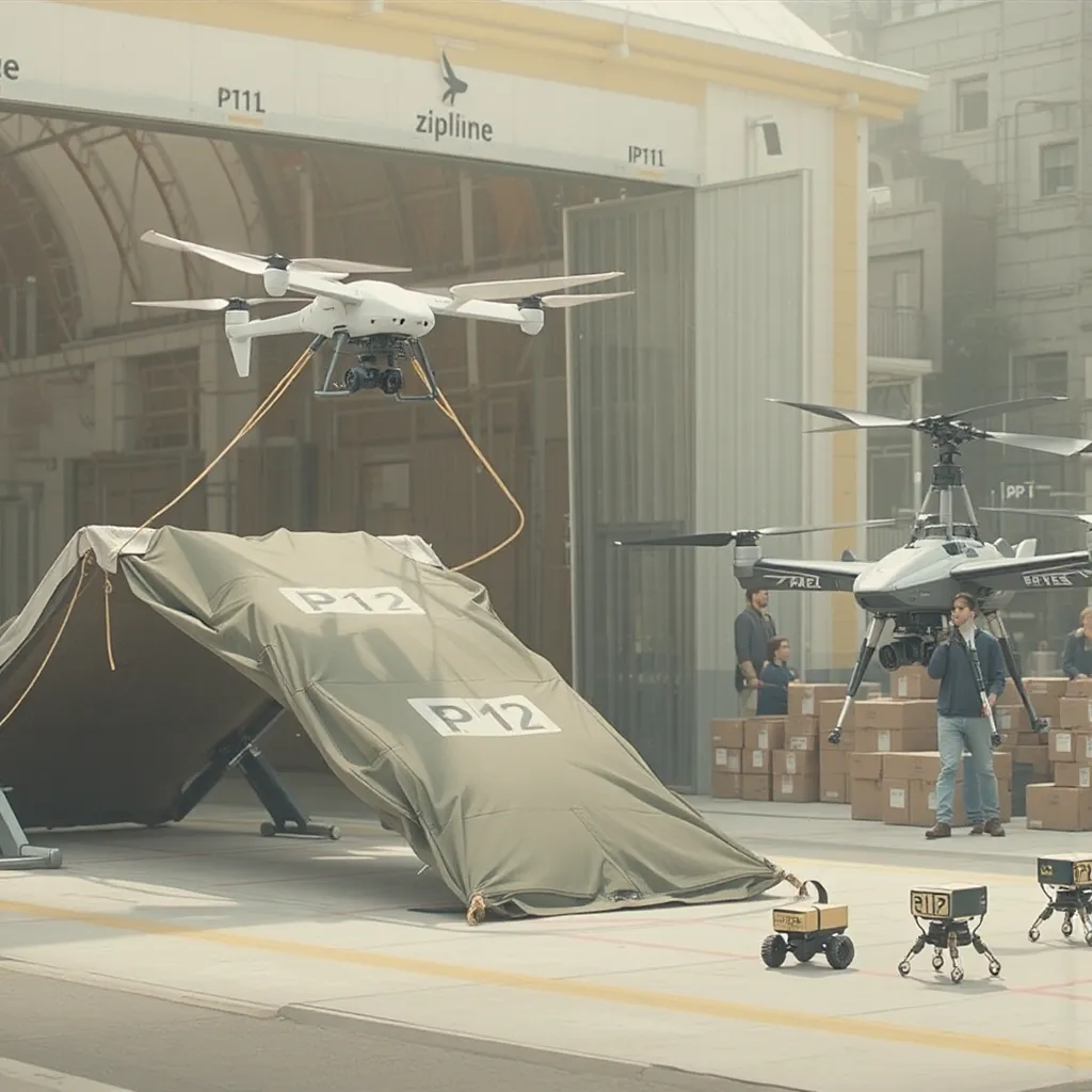 A Zipline não é apenas uma empresa de drones. Ela projeta, fabrica e opera toda a cadeia, da aeronave aos centros de distribuição – chamados internamente de “ninhos” ou drone airports.