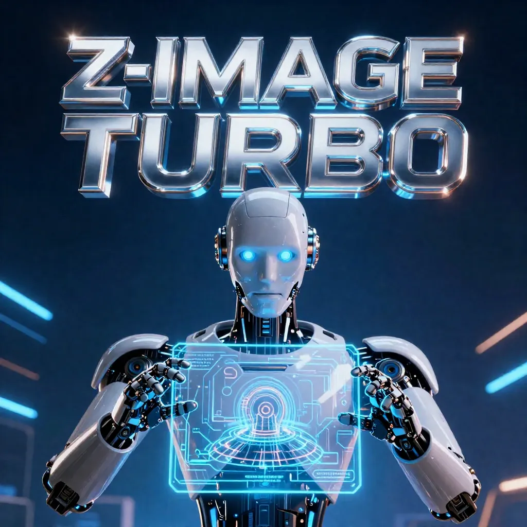 Cinematic movie poster with chrome text generated with Z-Image-Turbo