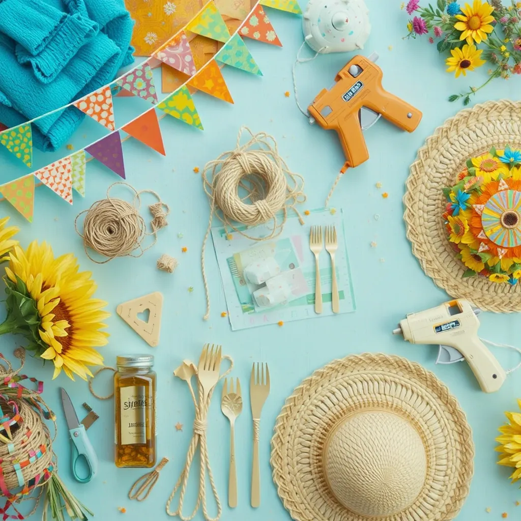 Mesa de Festa Junina: Como Decorar com Estilo 35 Materiais essenciais para montagem de enfeite de mesa festa junina.