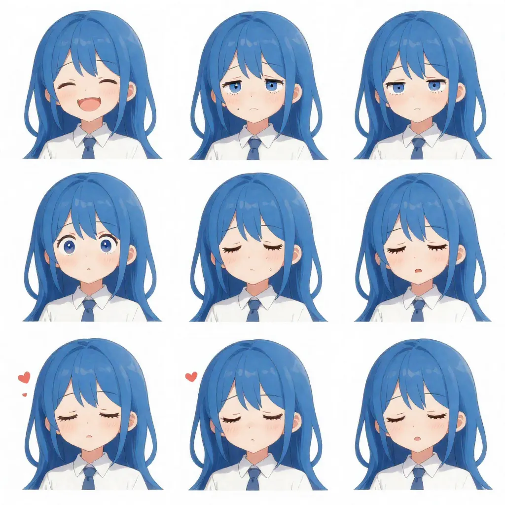 Anime character expression sheet generated with Z-Image-Turbo